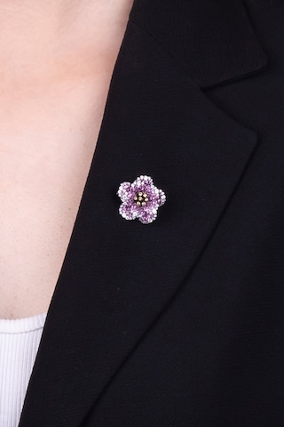 Kamelya Siyah Rodyum Kaplama Gümüş Broş Siyah