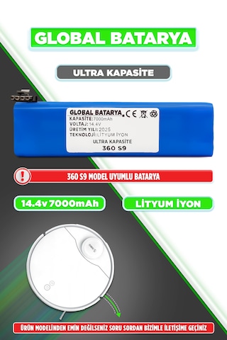 360 S9 Uyumlu Batarya 7000mah Li-ion Pil Ultra Kapasite