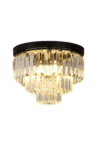 Efsane 40 Lık Kristal Taşlı Siyah Modern Salon Avize
