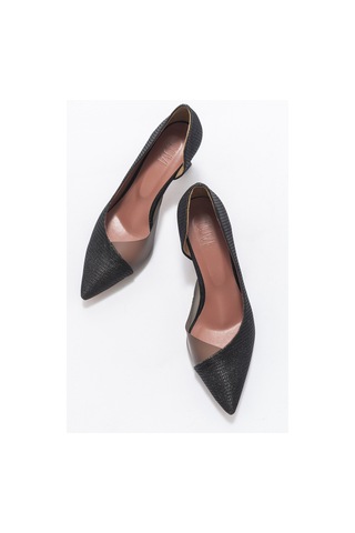 Luvishoes 353 Siyah Simli Topuklu Kadın Ayakkabı Siyah Sim