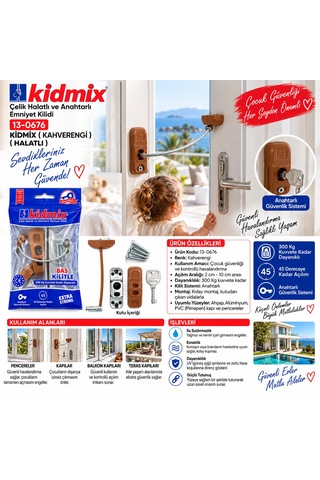 Kahverengi Halatlı Anahtarlı Emnyet Kilit 4915 Açık Bej
