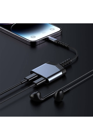 Recci Rds-a18 Lightning 2in1 Şarj Ve Audio Ses Adaptörü