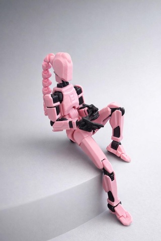 Female Saçlı Pembe Robot Figür Oyuncak Eklemli Aksiyon Modeli