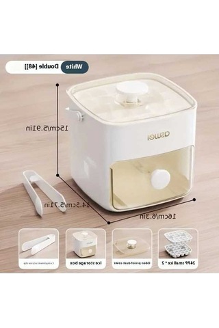 Tongxida Kolay Pres Kapaklı 48 Küp Buz Makinesi - Çift Katmanlı, Pres Beyaz Beyaz