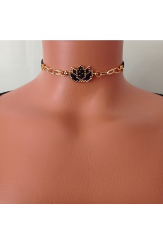 miyuki lotus çiçekli choker Altın
