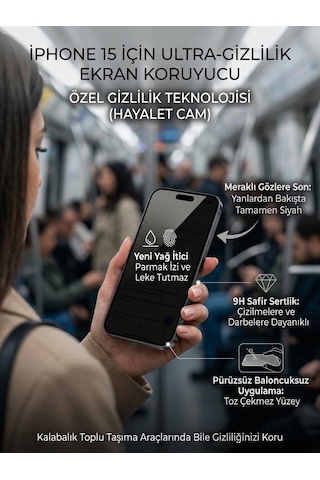 Apple Iphone 15 Ekran Koruyucu Hayalet Cam