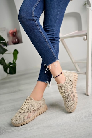 Aymood Örgü Desenli Sneakers C Nude Tekstil Bej