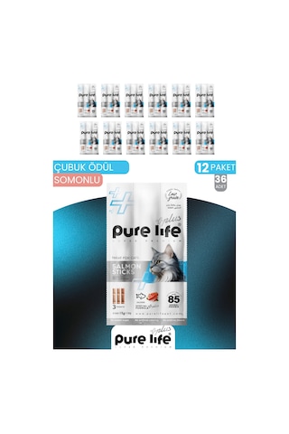 Purelife Plus Stick Somonlu Kedi Ödül Çubukları 12 x 15 G