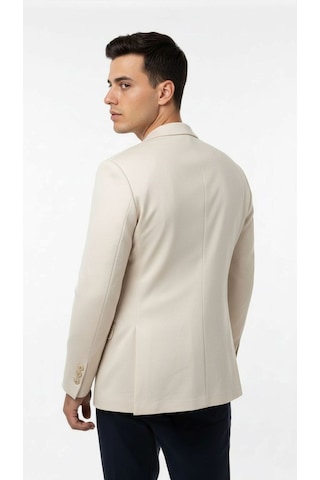 Plus Scorpion Erkek Suet Blazer Ceket Şık Düğmeli Takım Elbise Üstü Slim Fit Model Krem