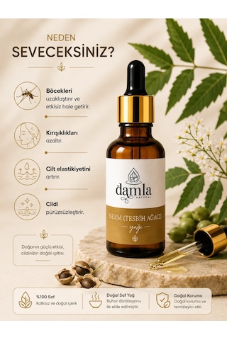 Biodamla Natural Neem Tesbih Ağacı Yağı 10 Ml