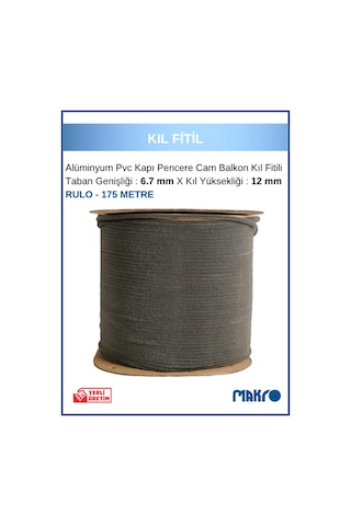 Alüminyum Pvc Kapı Pencere Cam Balkon Kıl Fitili En 6,7mm - Kıl Uzunluğu: 12mm - Rulo - 175 Metre Diğer