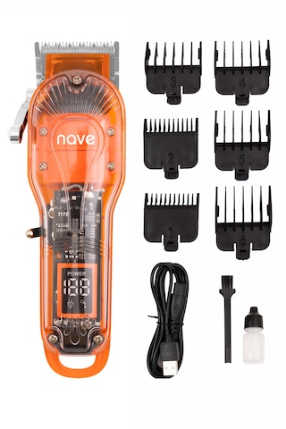 Nave Bq-01 Kablosuz Profesyonel Tıraş Makinesi T-bıçaklı, Lcd Ekranlı, Usb Şarjlı, 6 Taraklı