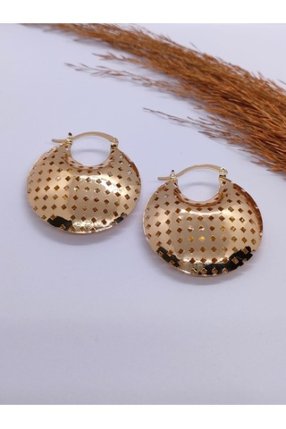 Sapphire Store Gold Renk Özel Tasarım Delikli Küpe Altın