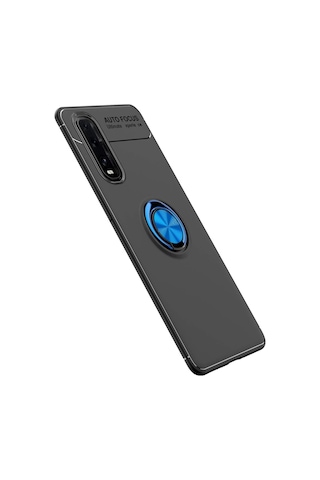 Newface Oppo Find X2 Kılıf Range Yüzüklü Silikon Glblseme - 29 - Siyah-mavi