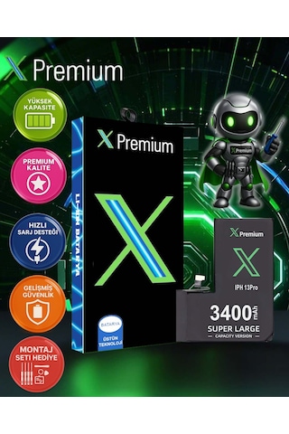 Apple Uyumlu iPhone 13 Pro Batarya Pil Süper Yüksek Kapasiteli Güçlendirilmiş 3400 Mah Xpremium