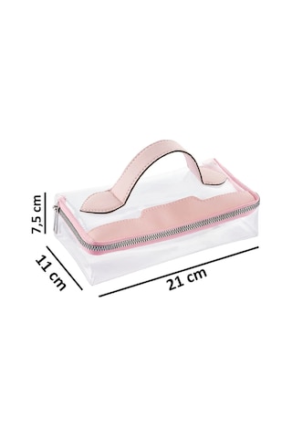 Şeffaf Seyahat Makyaj Kozmetik Çantası - 223-yty Pembe