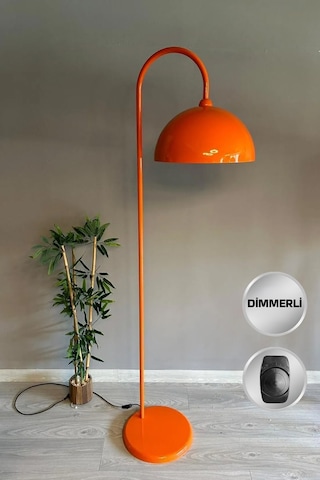 Dimmerli Işığı Ayarlanabilen Işığı Artırılıp Azaltılabilen Turuncu 6901 Hareketli Başlık Metal Lambader Turuncu