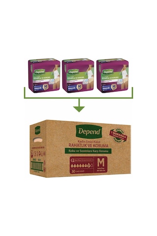 Depend Emici Külot Kadın Hasta Bezi Orta Boy 30 x 10'lu