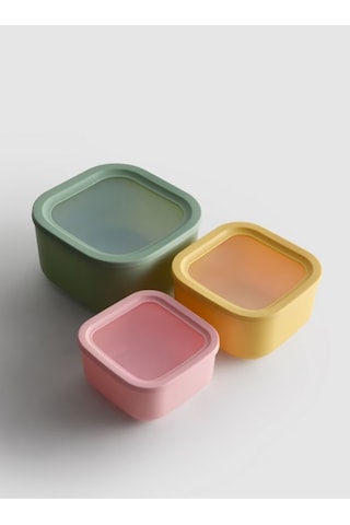Primark Home Pastel Renkli 3'lü Saklama Kabı Çok Renkli