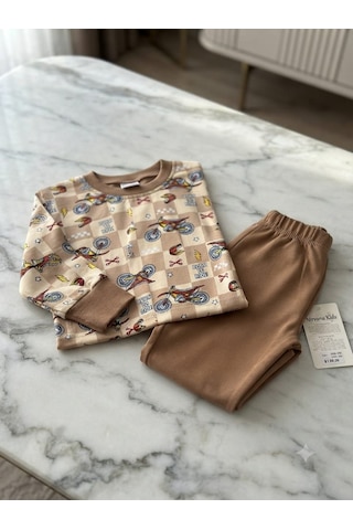 Kapitex Erkek Çocuk Pijama Takımı Kahverengi