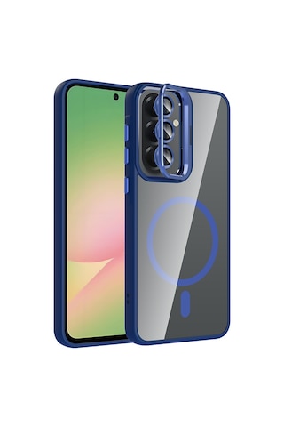 Gpack Samsung Galaxy Uyumlu A57 Kılıf Etro Standlı Araç Tutucu Özellikli Kamera Lens Koruyucu Lacivert