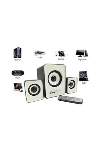 D23 Ses Sistemi Ft-202bt 2+1 Ses Sistemi Kumandalı Bluetooth Hoparlör Tv/pc/telefon Uyumlu Usb Speaker Fm Radio Kart Okuyucu 3.5mm Jack Girişli Usb Beslemeli Speaker