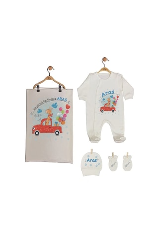 Pia Baby Gl 1902-02 İsme Özel Beşli Tulum Set Krem