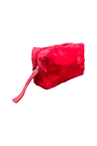 Chic Clutch Seyahat Makyaj Organizeri Kozmetik Çantası Tüy Peluş - 250 Kırmızı
