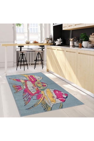 Eliana Home Baskılı, Yıkanabilir Kaymaz Taban Mutfak Halısı Eli2044