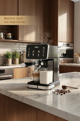 Sinbo SCM 2995 Pro 20 Bar Basınç Süt Haznesi Dokunmatik Kapsüllü & Toz Kahve Espresso Makinesi