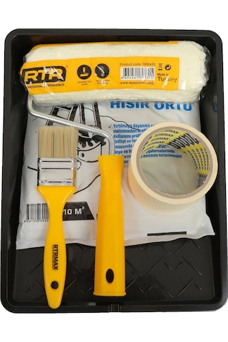 Rtrmax Rfr705 Usta Boyacı Seti 5 Parça Cephe Rulosu,kesme Fırca,hışır Örtü,maskeleme Bandı,boyacı Tavası