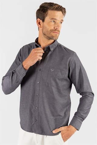 Tudors Klasik Fit Rahat Kesim Poplin Oxford Erkek Gömlek-23443 Siyah
