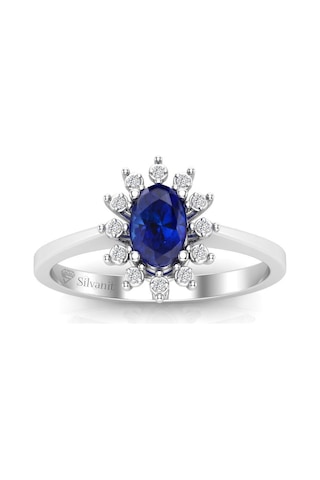 0,60 Karat Pırlantalı Safir Yüzük (464656383)