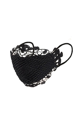 Siyah Jonathan Delicate Dantel Aplike Yıkanabilir Ve Tekrar Kullanılabilir Ağız Yüz Maskesi Yüz Maskesi