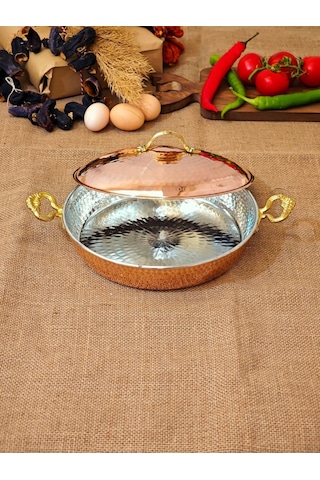 Modabakır Bakır Kapaklı Tava 18 Cm Model:852741s Bakır