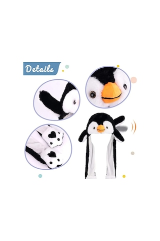 Mj Toys Kulakları Hareket Eden Beyaz Penguen Peluş Şapka
