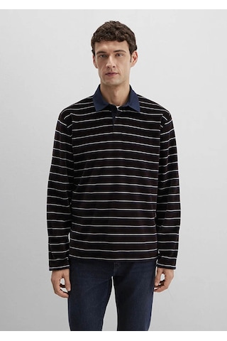 Mavi Çizgili Polo Yaka Kahverengi Erkek Sweatshirt M0s10470-89103 Kahverengi