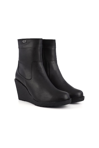 Gönderi R Siyah Fermuarlı Dolgu Topuklu Bot Siyah