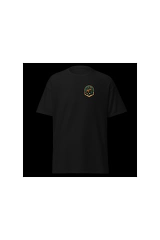 Wildstyle Boz Ayı Renkli Vintage Yaban Hayat Doğa Orman Rozet Baskılı Unisex Bisiklet Yaka Pamuklu Tişört Siyah