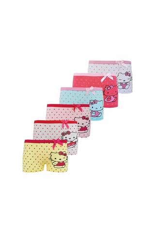 Dode Flora Neyl Kız Çocuk Karışık Kedicik Desenli Likralı Pamuklu 6 Lı Paçalı Boxer Karışık