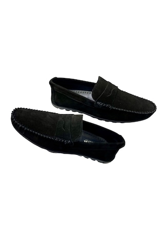 Erkek Loafer Kuşaklı Deri Süet Siyah İçi Astarlı Poliüretan Taban Yazlık Ayakkabı--sula--