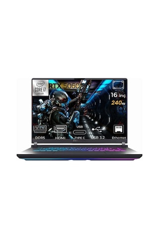 Asus Rog Strix G16 G615JMR-S5048-K05 i7-14650HX 16 GB 1 TB SSD RTX5060 16" Free Dos Dizüstü Bilgisayar