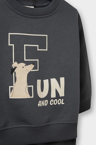 Defacto Erkek Bebek 2li Takım Baskılı Sweatshirt Eşofman Altı E8994a525augr164 Gri