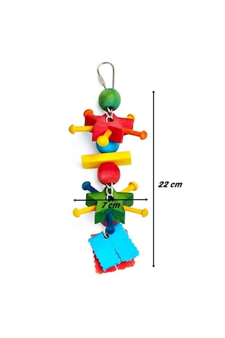 Ahşap Renkli Yıldızlar Papağan Kuş Oyuncağı 22 Cm