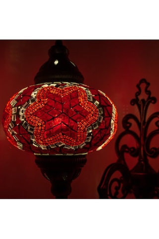 Mozaik Cam Duvar Lambası Gece Lambası Bohem Aplik Kırmızı