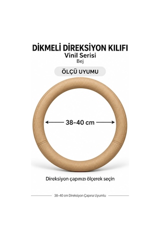Trobus Land Rover Range Rover 2013-2023 Uyumlu Dikmeli Direksiyon Kılıfı Vinil Bej