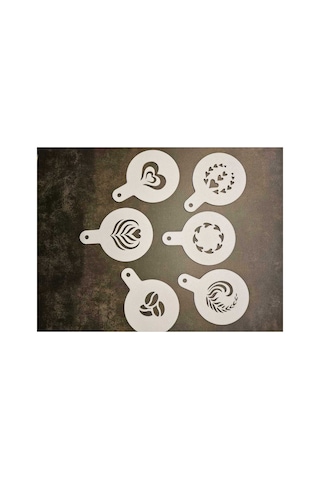 6'lı Kahve Süsleme Stencil Seti - Latte Art Barista Kahve Kalıpları - Sunum Dekoru Diğer
