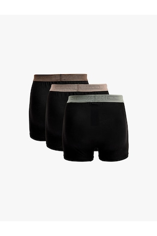 Koton Bel Detaylı Pamuklu Regular Fit 3'lü Boxer Seti Siyah 6slm90039mk