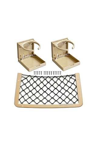2 Adet Katlanır Bardaklık Ayarlı 1 Adet 32x17cm Eşya Filesi Bej
