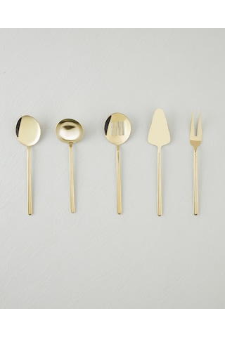 English Home Aurelia Paslanmaz Çelik 5'li Servis Seti 20,5x22,8x21,8x23,5x22 Cm Gold Gold